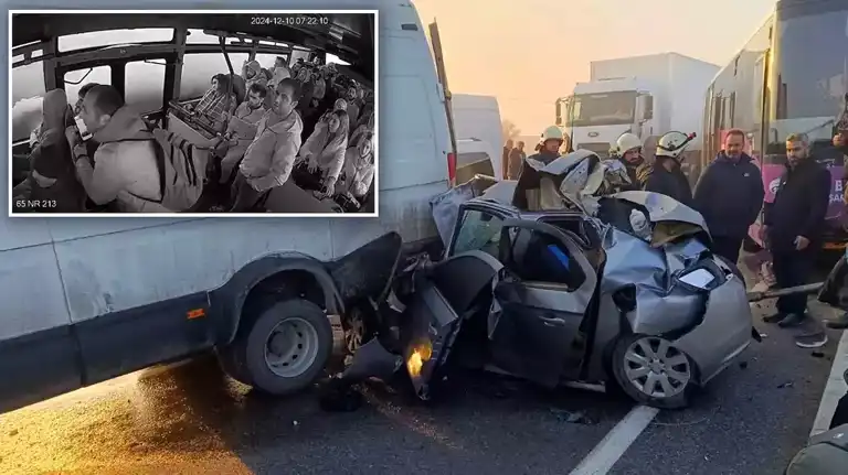 Van'da 35 Araçlık Zincirleme Kazadan Son Anda Kurtuldular!